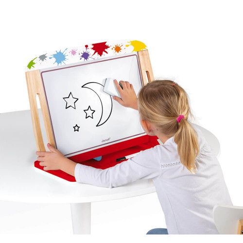 Ardoise de table en bois, magnétique, craie, feutre, dessin, tableau, double-face, pour enfant dès 3 ans JANOD