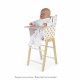 Chaise Haute Candy Chic en bois pour poupon rose blanc enfant à partir de 3 ans