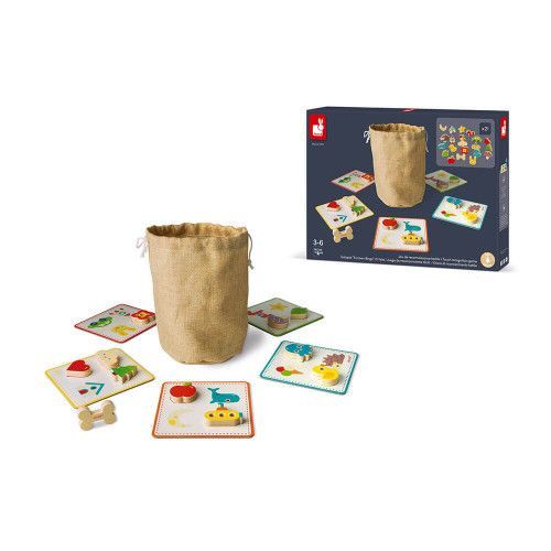 Jeu de Reconnaissance Tactile Memory Touch' en bois, mémo, éveil toucher, jeu de société, pour enfant à partir de 3 ans JANOD