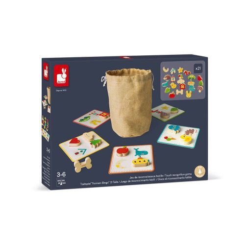 Jeu de Reconnaissance Tactile Memory Touch' en bois, mémo, éveil toucher, jeu de société, pour enfant à partir de 3 ans JANOD