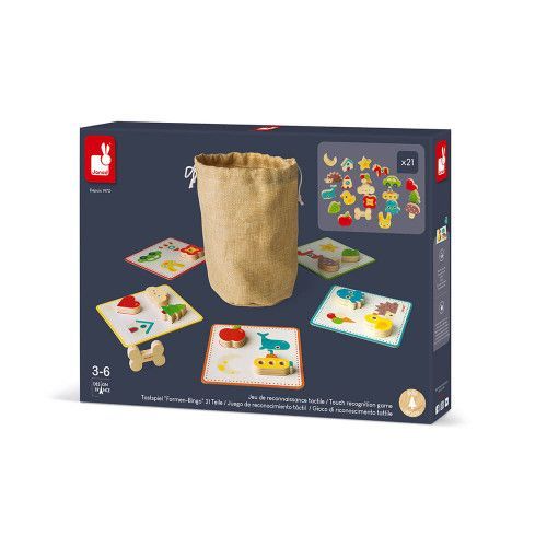 Jeu de Reconnaissance Tactile Memory Touch' en bois, mémo, éveil toucher, jeu de société, pour enfant à partir de 3 ans JANOD