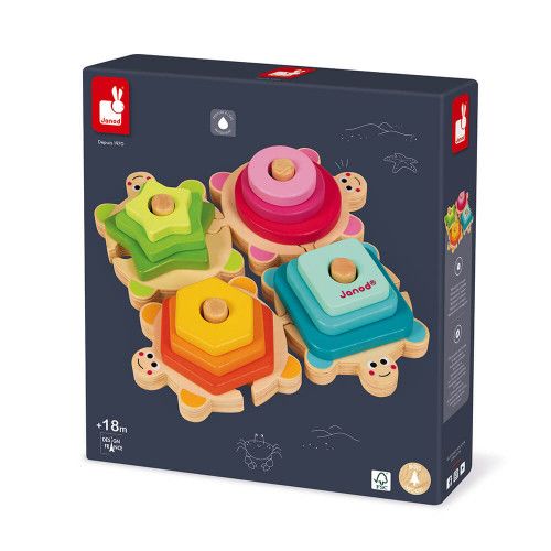 Tortues des Formes I wood en bois, éveil motricité, puzzle, pour enfant à partir de 18 mois JANOD