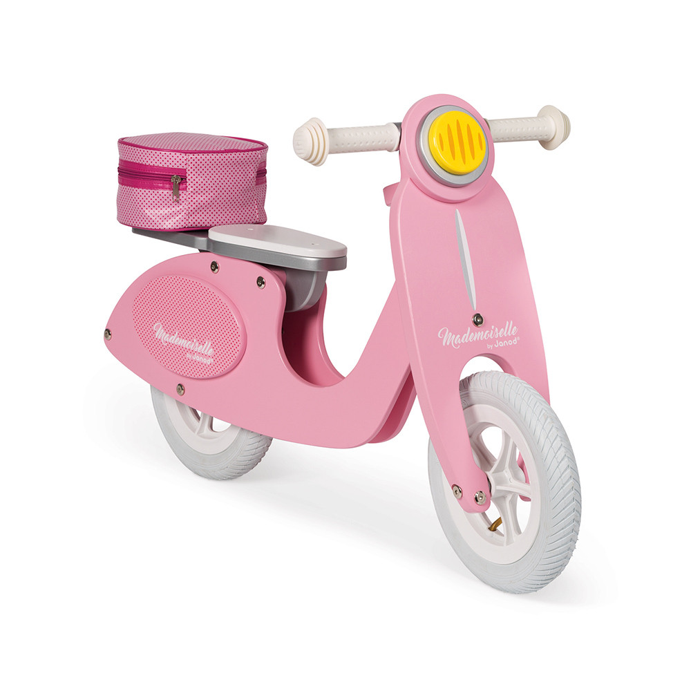 Velo en bois sans pédale Draisienne rose style scooter Vespa jouet enfant fille 