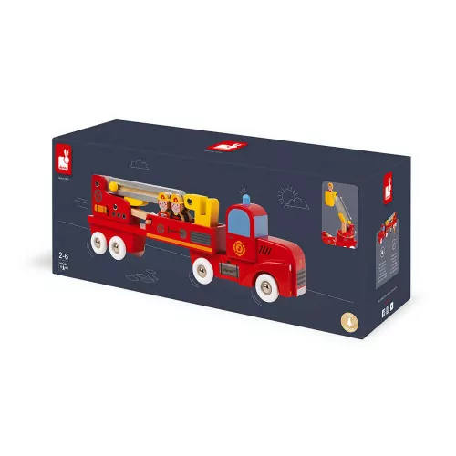 Camion de pompiers géant - Jouet camion en bois enfant dès 2 ans Janod