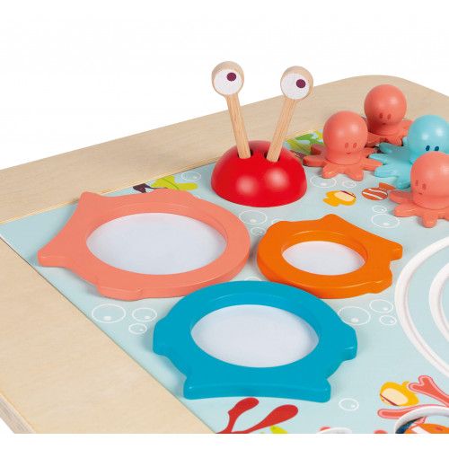 Table d'activités évolutive en bois, plateau double face, jeux d'éveil, pieds réglables, pour enfant dès 18 mois JANOD