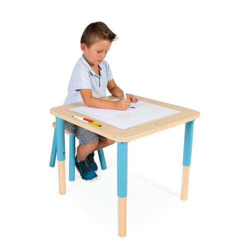 Table d'activités évolutive en bois, plateau double face, jeux d'éveil, pieds réglables, pour enfant dès 18 mois JANOD