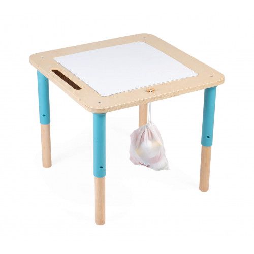 Table d'activités évolutive en bois, plateau double face, jeux d'éveil, pieds réglables, pour enfant dès 18 mois JANOD
