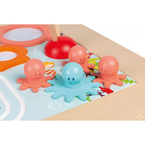 Table d'activités évolutive en bois, plateau double face, jeux d'éveil, pieds réglables, pour enfant dès 18 mois JANOD