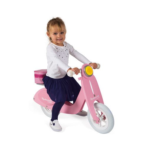 Draisienne Scooter Rose Mademoiselle en bois, vintage, équilibre motricité, pour enfant dès 2 ans JANOD