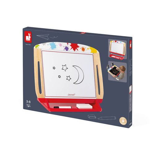 Ardoise de table en bois, magnétique, craie, feutre, dessin, tableau, double-face, pour enfant dès 3 ans JANOD