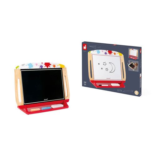 Ardoise de table en bois, magnétique, craie, feutre, dessin, tableau, double-face, pour enfant dès 3 ans JANOD