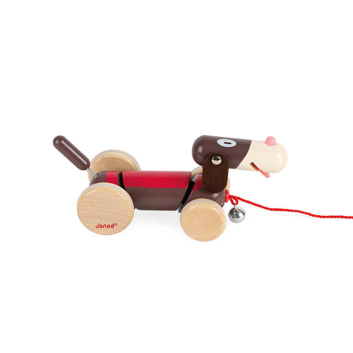 Chien à promener en bois, développer la motricité, jouet d'éveil, jouet rigolo, pour enfant dès 18 mois JANOD