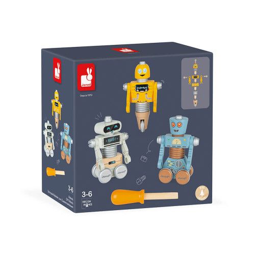Robots à construire en bois Brico'kids, bricolage, construction, vintage, figurines pour enfant dès 3 ans JANOD