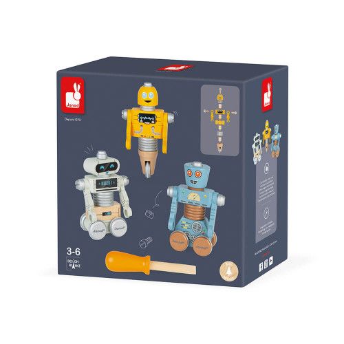 Robots à construire en bois Brico'kids, bricolage, construction, vintage, figurines pour enfant dès 3 ans JANOD