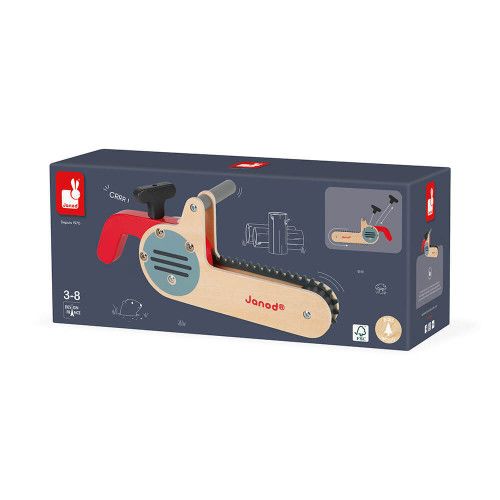 Tronçonneuse en bois FSC Brico'kids, imitation outils de bricolage, manipulation pour enfant à partir de 3 ans JANOD