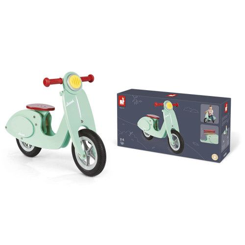 Draisienne Scooter Mint en bois, porteur trotteur vintage motricité enfant à partir de 2 ans JANOD