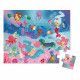 Puzzle les sirènes en carton FSC, 24 pièces avec valisette, encre végétale, made in France, pour enfant dès 3 ans JANOD