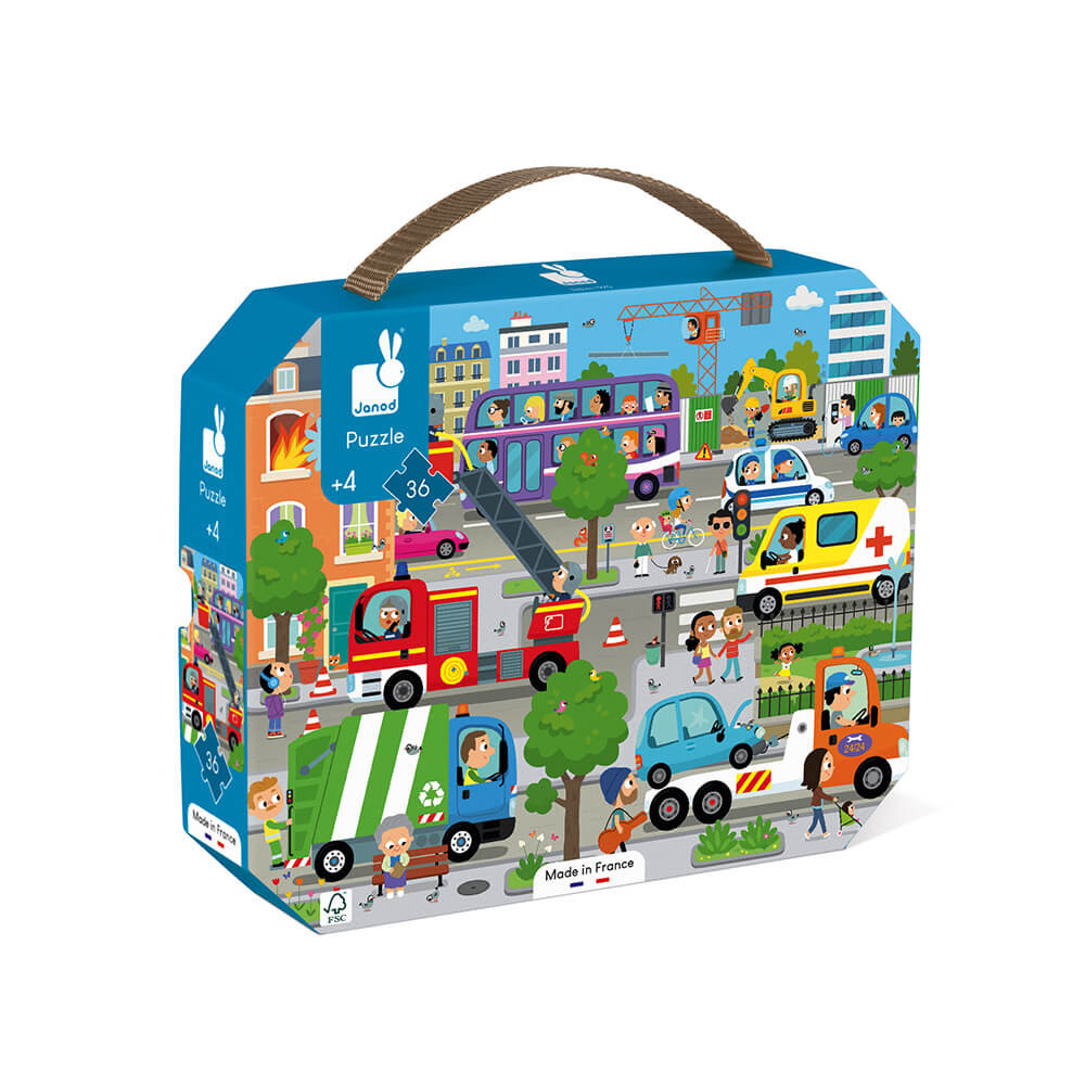 Puzzle Panoramique Janod 36 Pièces - Animaux Sauvages, Valisette De Rangement, Dès 4 Ans