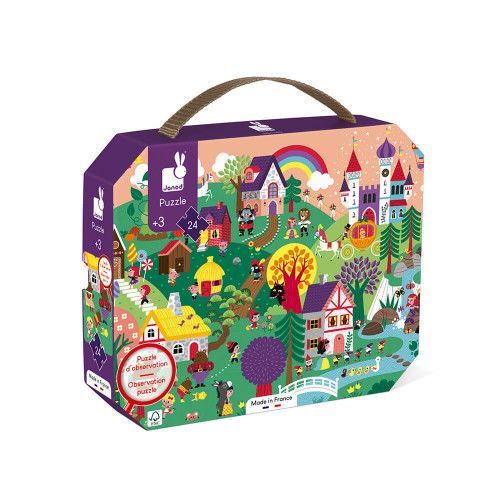 Puzzle d'observation en carton FSC, 24 pièces, valisette, encre végétale, made in france, pour enfant dès 3 ans JANOD