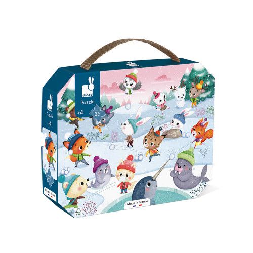 Puzzle bataille de boules de neige en carton FSC, 36 pièces, encre végétale, made in france, pour enfant dès 4 ans JANOD