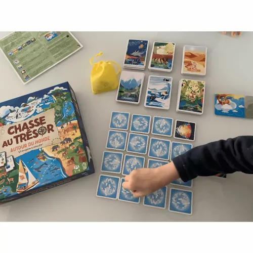 Jeu chasse au trésor autour du monde, jeu de société, éducatif, géographie aventure et quête, pour enfant à partir de 6 ans JANO