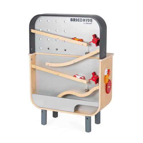 Etabli Reverso Brico'kids en bois, double-face, imitation bricolage, magnétique, descendeur, pour enfant dès 3 ans JANOD