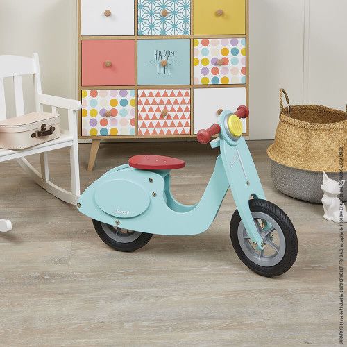 Draisienne Scooter Mint en bois, porteur trotteur vintage motricité enfant à partir de 2 ans JANOD