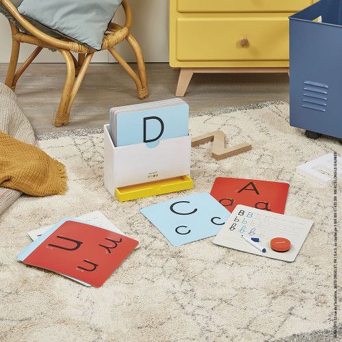 Apprendre à Ecrire - Essentiel en bois, lettres, alphabet, écriture, éducatif, motricité, pour enfant à partir de 3 ans JANOD