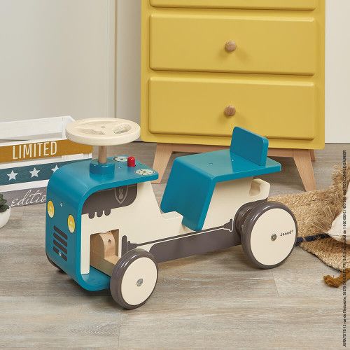 Porteur tracteur en bois, trotteur, éveil motricité, apprentissage équilibre, pour enfant dès 12 mois JANOD