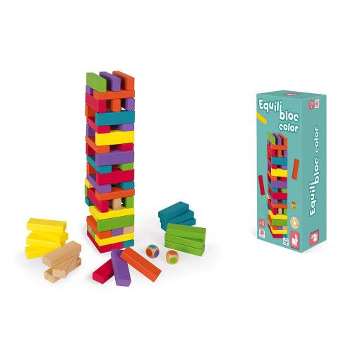 Equilibloc Color en bois, jeu de société, logique, construction, couleurs, motricité fine, pour enfant à partir de 3 ans JANOD