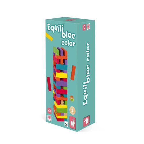 Equilibloc Color en bois, jeu de société, logique, construction, couleurs, motricité fine, pour enfant à partir de 3 ans JANOD