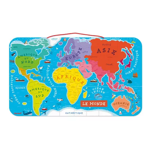 Puzzle carte du monde magnétique - Planisphère aimanté enfant - Janod