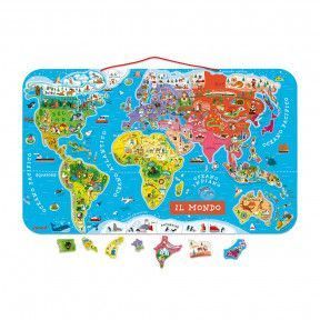 Magnetic World Map Puzzle Italian Version 92 pieces (wood)