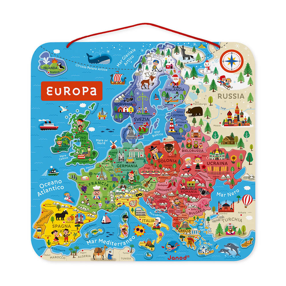 Mappa Magnetica Dell'europa Versione Italiana : Puzzle magnetici Janod -  J05475 - Puzzle magnetici - Janod