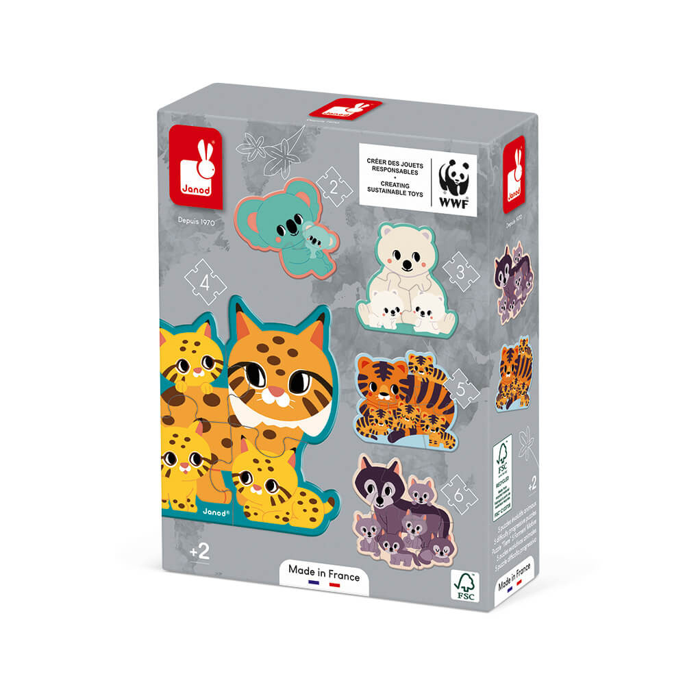 Lot puzzles évolutifs pour enfant animaux - Jouet carton Janod et WWF®