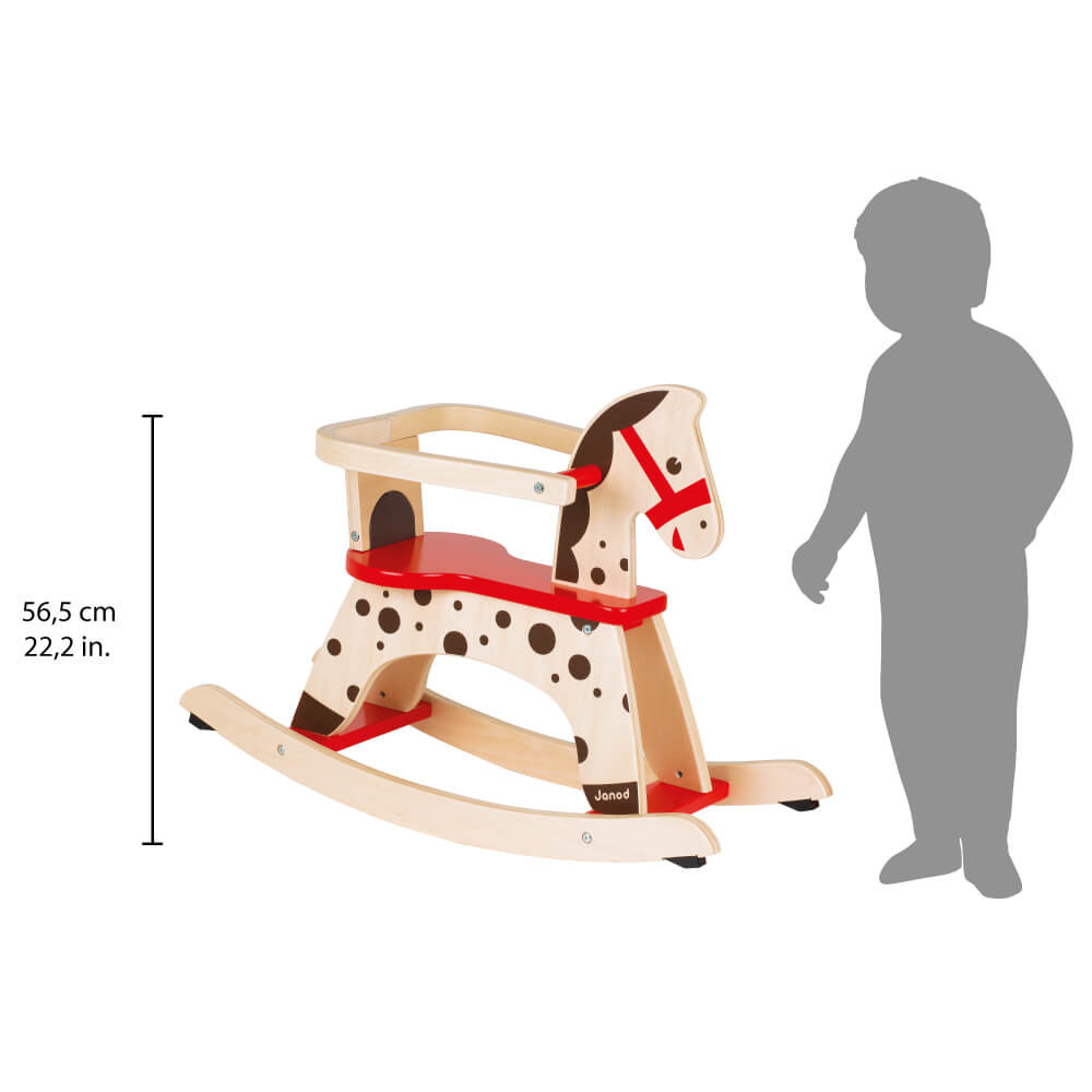 Cheval à Bascule En Bois Pour Enfant - Avec Anneau De Sécurité, Charge Max 35 Kg (80x31x53 Cm)