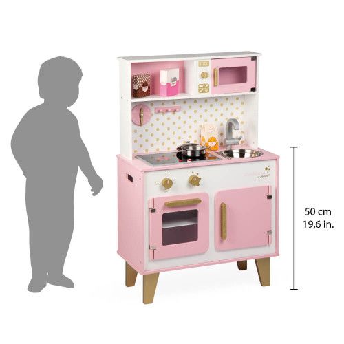 Grande Cuisine Candy Chic en bois sonore et lumineuse rose 6 accessoires enfant à partir de 3 ans