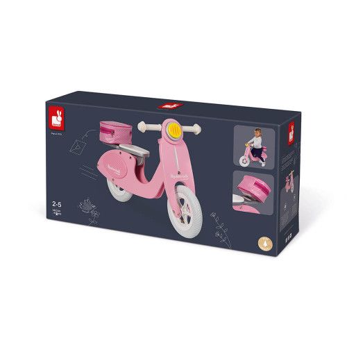 Draisienne Scooter Rose Mademoiselle en bois, vintage, équilibre motricité, pour enfant dès 2 ans JANOD