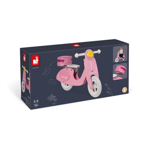 Draisienne Scooter Rose Mademoiselle en bois, vintage, équilibre motricité, pour enfant dès 2 ans JANOD