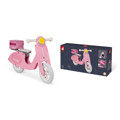 Draisienne Scooter Rose Mademoiselle en bois, vintage, équilibre motricité, pour enfant dès 2 ans JANOD