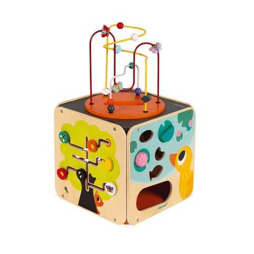 Maxi looping multi-activités en bois cube éveil motricité enfant à partir de 18 mois JANOD