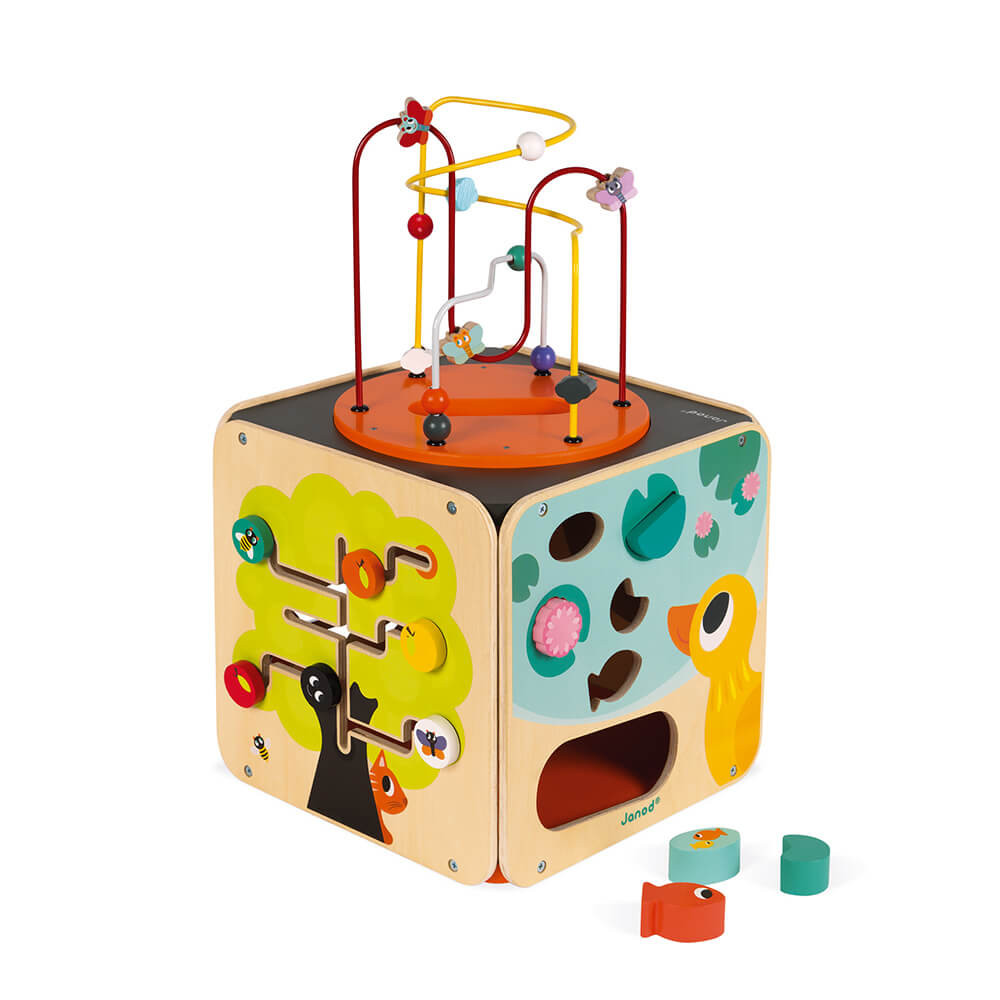 Cube éducatif en bois - Jouets éducatifs - 33 cm