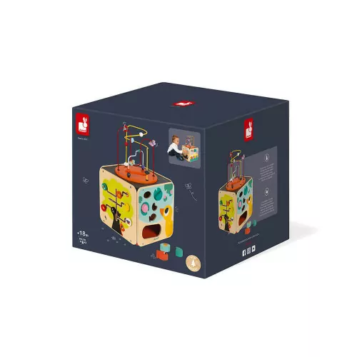 Maxi looping multi-activités en bois cube éveil motricité enfant à partir de 18 mois JANOD