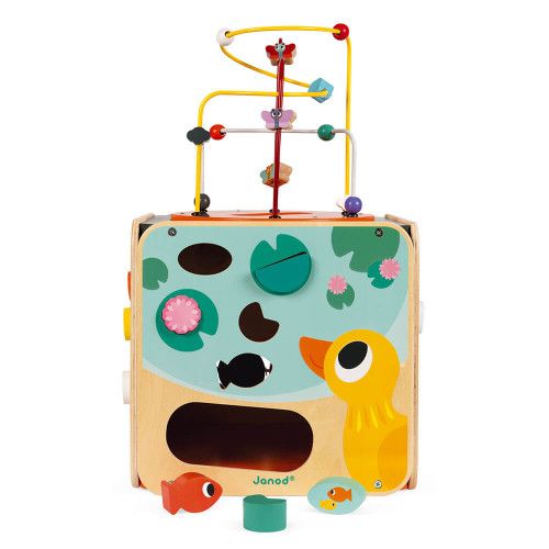 Maxi looping multi-activités en bois cube éveil motricité enfant à partir de 18 mois JANOD