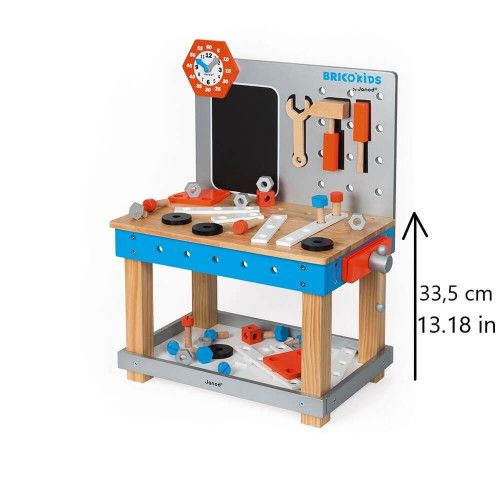 J06478 17.3 Durable Walker That Doubles as a Wooden Workbench with 26 Accessories Months Develops Coordination and Fine Motor Skills Janod Brico'kids Magnetic Wood Tool Cart Ages 18 