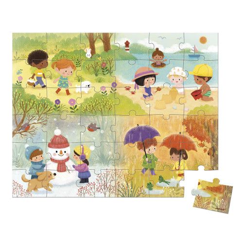 Puzzle Les Saisons 36 pièces en carton FSC et encres végétales made in France pour enfant Janod