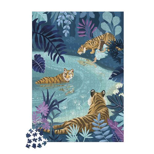 Puzzle tigres au clair de lune 1000 pièces en carton FSC made in Europe pour adulte et enfant Janod