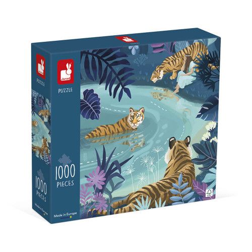 Puzzle tigres au clair de lune 1000 pièces en carton FSC made in Europe pour adulte et enfant Janod