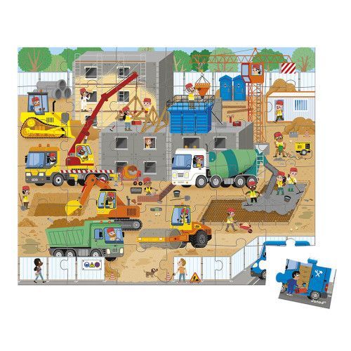 Puzzle Chantier 36 pièces en carton FSC et encres végétales made in France pour enfant Janod