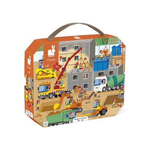 Puzzle Chantier 36 pièces en carton FSC et encres végétales made in France pour enfant Janod